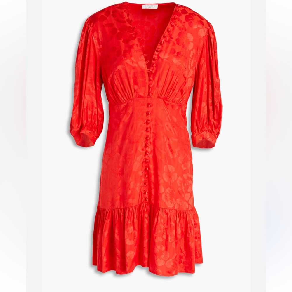 NEW Sandro Azelie Red Jacquard Mini Dress